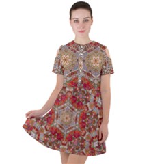 Pattern Background Patterns Short Sleeve Shoulder Cut Out Dress 