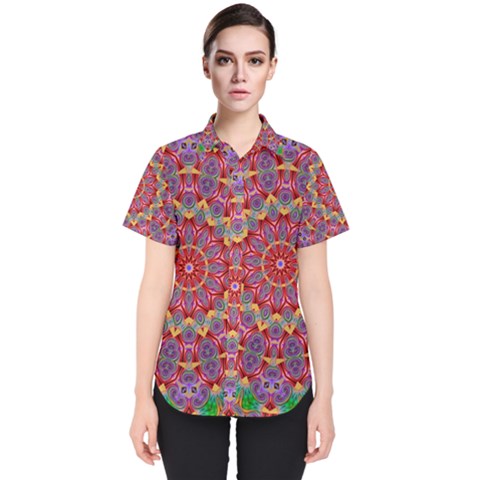 Background Image Decorative Women s Short Sleeve Shirt by Pakrebo