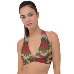 Tile Background Image Color Pattern Halter Plunge Bikini Top