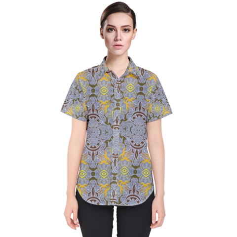 Background Image Decorative Abstract Women s Short Sleeve Shirt by Pakrebo