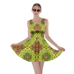 Tile Background Image Pattern Green Skater Dress by Pakrebo