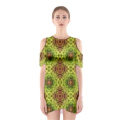 Tile Background Image Pattern Green Shoulder Cutout One Piece Dress by Pakrebo