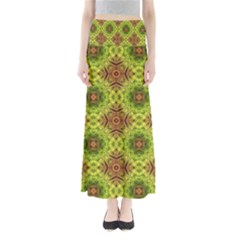 Tile Background Image Pattern Green Full Length Maxi Skirt by Pakrebo