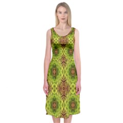 Tile Background Image Pattern Green Midi Sleeveless Dress by Pakrebo