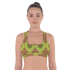 Tile Background Image Pattern Green Cross Back Sports Bra by Pakrebo