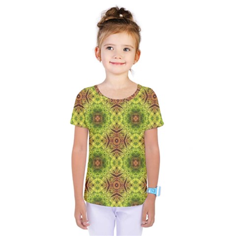 Tile Background Image Pattern Green Kids  One Piece Tee by Pakrebo