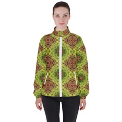 Tile Background Image Pattern Green High Neck Windbreaker (women) by Pakrebo