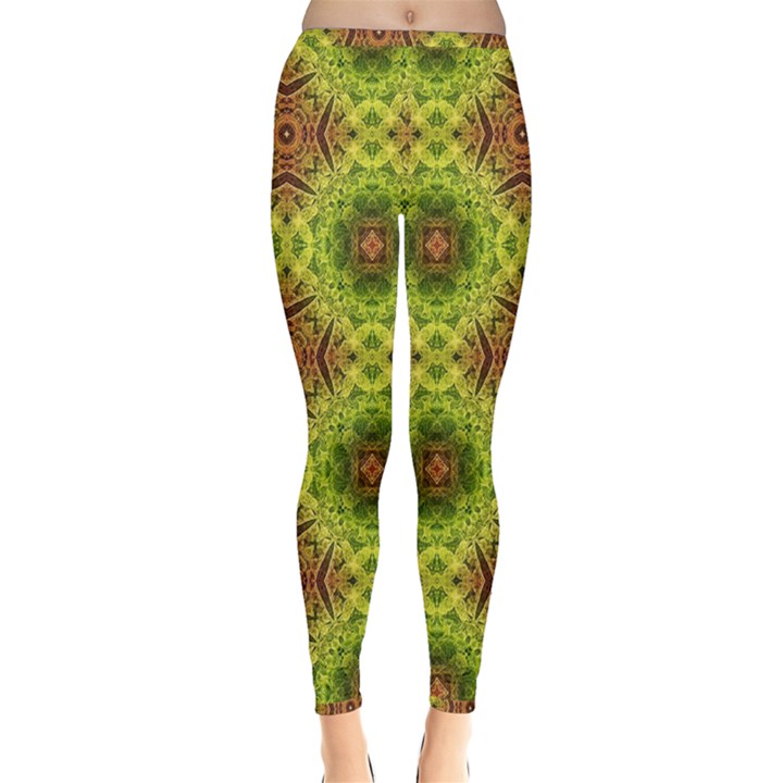 Tile Background Image Pattern Green Inside Out Leggings