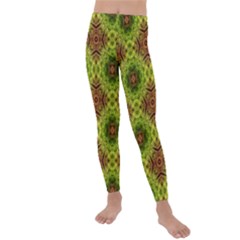 Tile Background Image Pattern Green Kids  Lightweight Velour Leggings