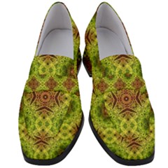 Tile Background Image Pattern Green Women s Chunky Heel Loafers