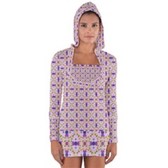 Background Image Tile Geometric Long Sleeve Hooded T-shirt by Pakrebo