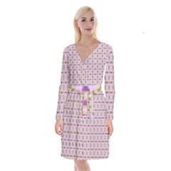 Background Image Tile Geometric Long Sleeve Velvet Front Wrap Dress by Pakrebo