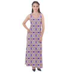 Background Image Tile Geometric Sleeveless Velour Maxi Dress