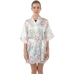 Flower Background Nature Floral Quarter Sleeve Kimono Robe by Mariart