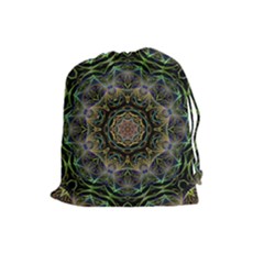 Fractal  Background Graphic Drawstring Pouch (large) by Pakrebo