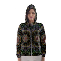 Fractal  Background Graphic Hooded Windbreaker (women) by Pakrebo