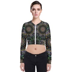 Fractal  Background Graphic Long Sleeve Zip Up Bomber Jacket by Pakrebo