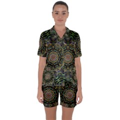 Fractal  Background Graphic Satin Short Sleeve Pyjamas Set by Pakrebo