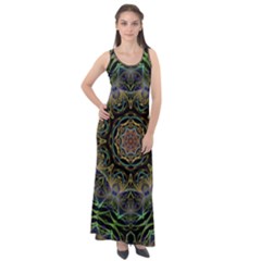 Fractal  Background Graphic Sleeveless Velour Maxi Dress