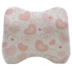 Pastel Pink Hearts Velour Head Support Cushion by retrotoomoderndesigns