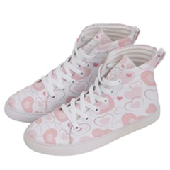 Pastel Pink Hearts Men s Hi-top Skate Sneakers by retrotoomoderndesigns