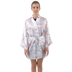 Pastel Pink Hearts Long Sleeve Kimono Robe by retrotoomoderndesigns