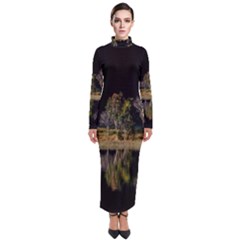 Soi Ball Symmetry Scenery Reflect Turtleneck Maxi Dress by Pakrebo