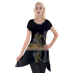 Soi Ball Symmetry Scenery Reflect Short Sleeve Side Drop Tunic by Pakrebo