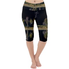 Soi Ball Symmetry Scenery Reflect Lightweight Velour Cropped Yoga Leggings by Pakrebo