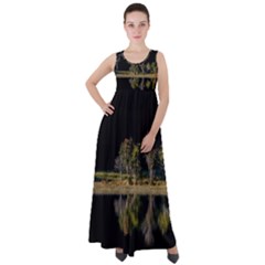 Soi Ball Symmetry Scenery Reflect Empire Waist Velour Maxi Dress