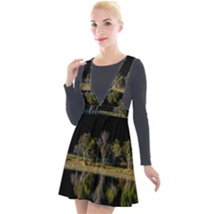 Soi Ball Symmetry Scenery Reflect Plunge Pinafore Velour Dress