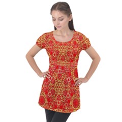 Background Design Background Image Puff Sleeve Tunic Top