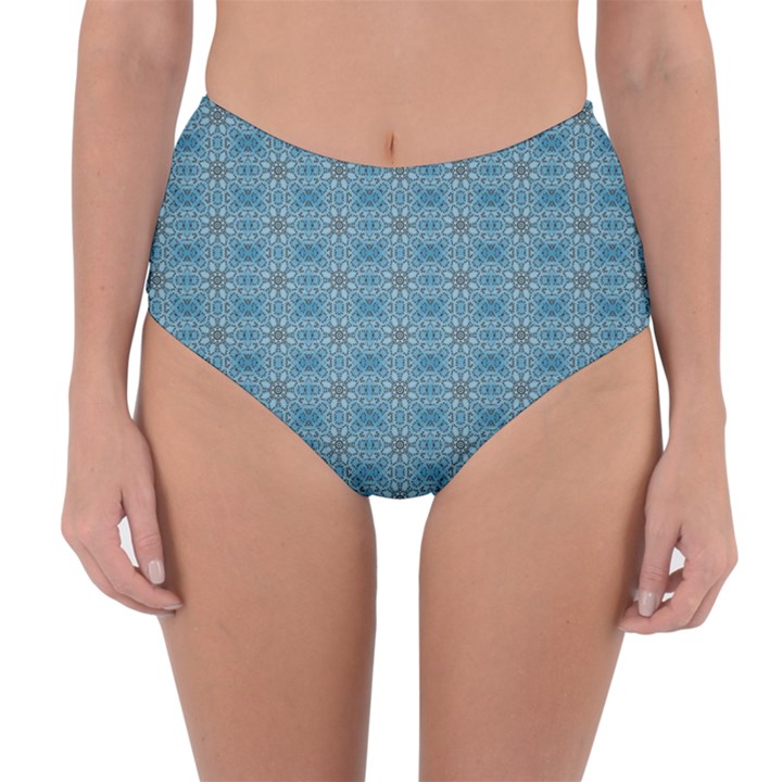 Background Image Pattern Reversible High-Waist Bikini Bottoms