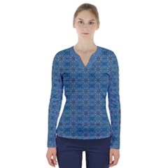 Background Image Pattern V-neck Long Sleeve Top by Pakrebo