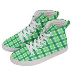 Sweet Pea Green Gingham Men s Hi-top Skate Sneakers