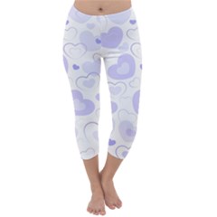 Pastel Purple Hearts Capri Winter Leggings 