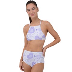 Pastel Purple Hearts High Waist Tankini Set