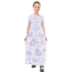 Pastel Purple Hearts Kids  Short Sleeve Maxi Dress by retrotoomoderndesigns