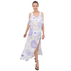 Pastel Purple Hearts Maxi Chiffon Cover Up Dress