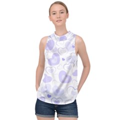 Pastel Purple Hearts High Neck Satin Top