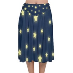 Twinkle Velvet Flared Midi Skirt by WensdaiAmbrose