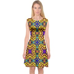 Tile Background Image Graphic Abstract Capsleeve Midi Dress by Pakrebo