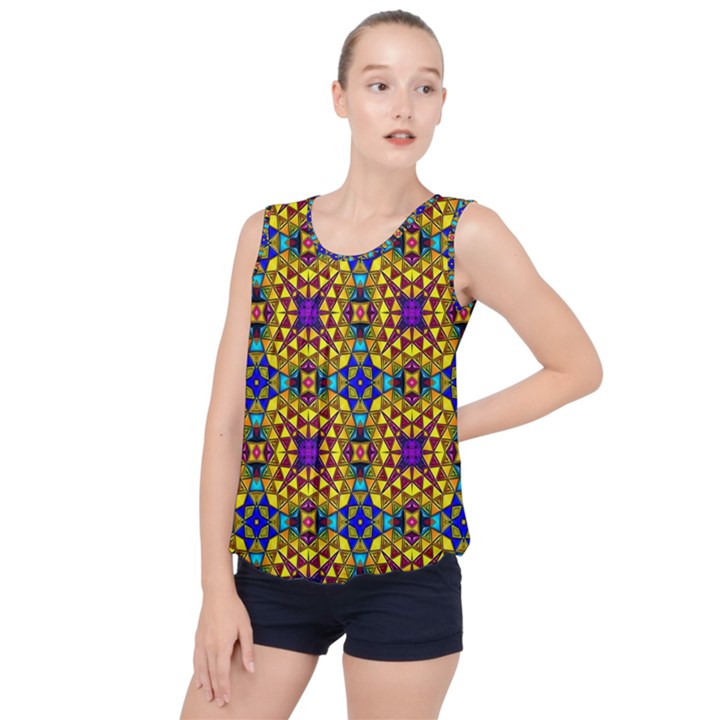 Tile Background Image Graphic Abstract Bubble Hem Chiffon Tank Top