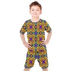 Tile Background Image Graphic Abstract Kids  Tee And Shorts Set by Pakrebo