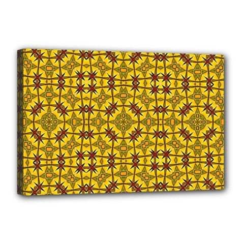 Tile Background Image Graphic Yellow Canvas 18  X 12  (stretched) by Pakrebo