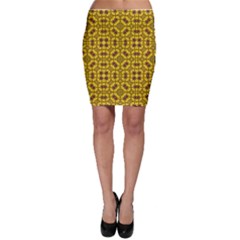 Tile Background Image Graphic Yellow Bodycon Skirt