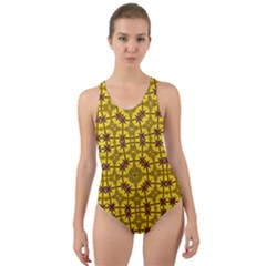 Tile Background Image Graphic Yellow Cut-out Back One Piece Swimsuit by Pakrebo