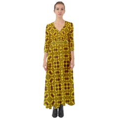 Tile Background Image Graphic Yellow Button Up Boho Maxi Dress by Pakrebo