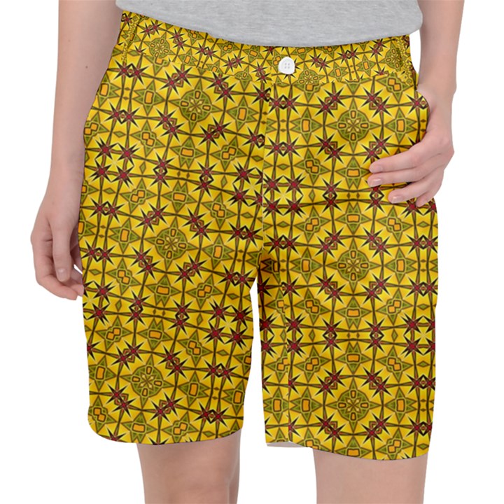 Tile Background Image Graphic Yellow Pocket Shorts