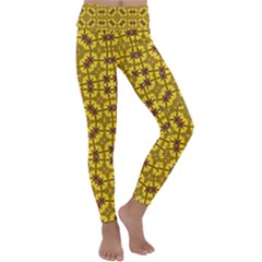 Tile Background Image Graphic Yellow Kids  Lightweight Velour Classic Yoga Leggings